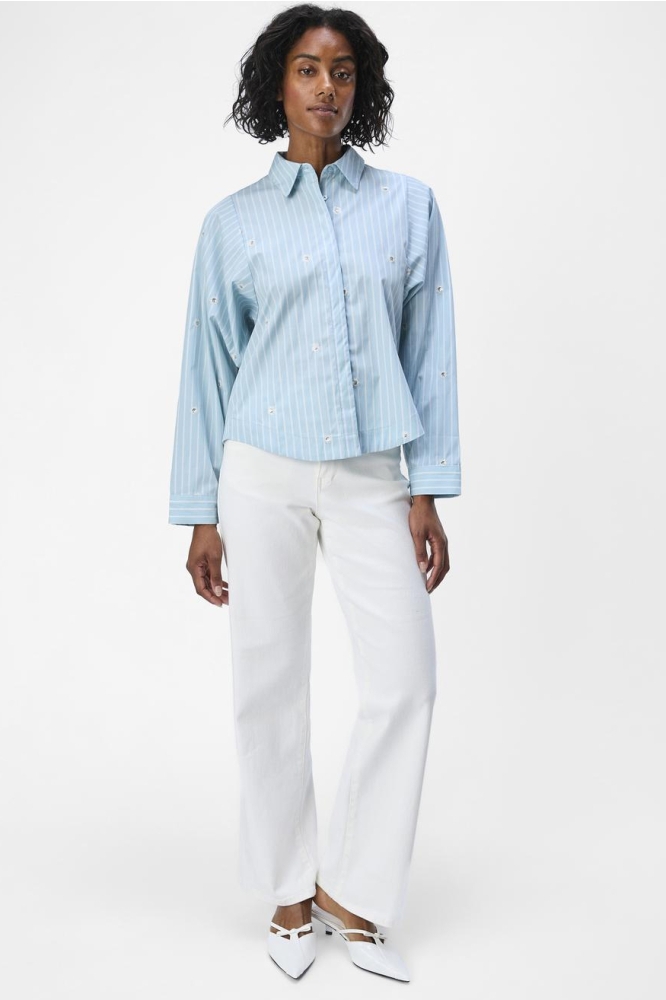 OBJHEDVIG L/S SHIRT 134 23044940 Airy Blue/White sand