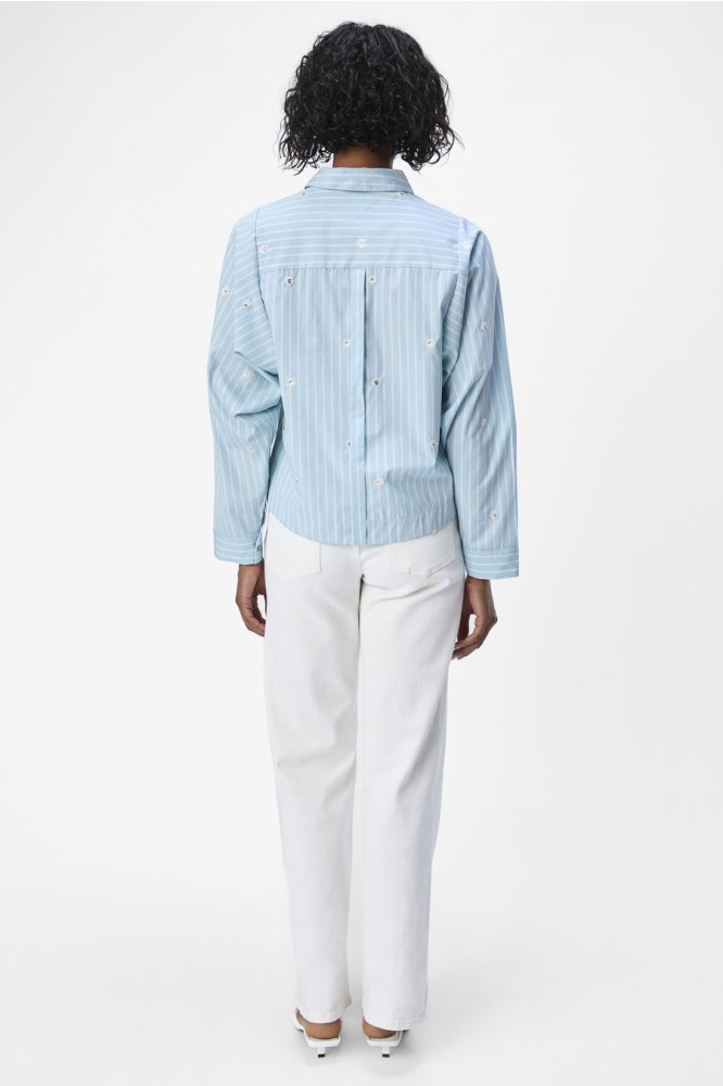 OBJHEDVIG L/S SHIRT 134 23044940 Airy Blue/White sand