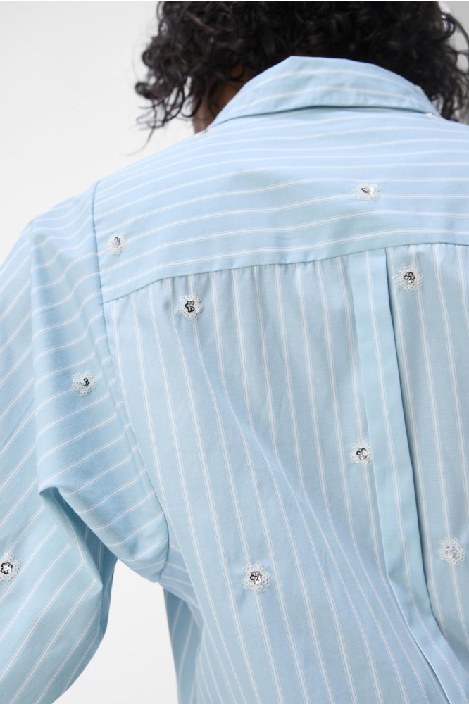 OBJHEDVIG L/S SHIRT 134 23044940 Airy Blue/White sand