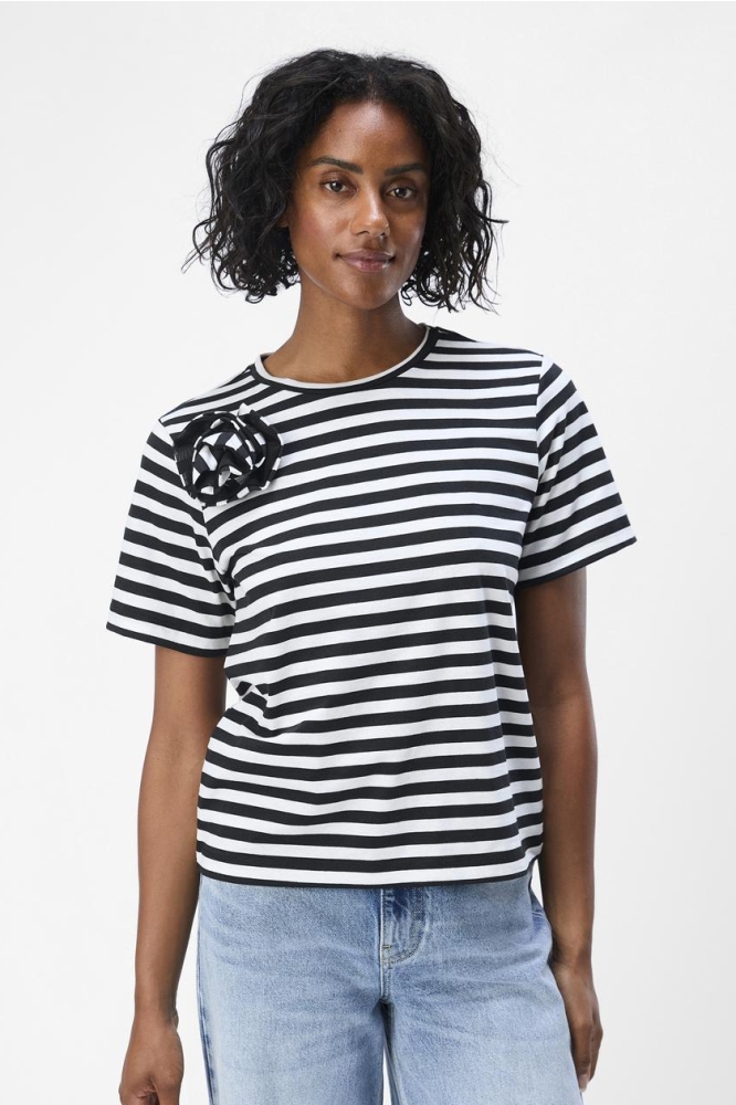 OBJBEA SS RE T-SHIRT E DIV 23046186 WHITE/BLACK STRI