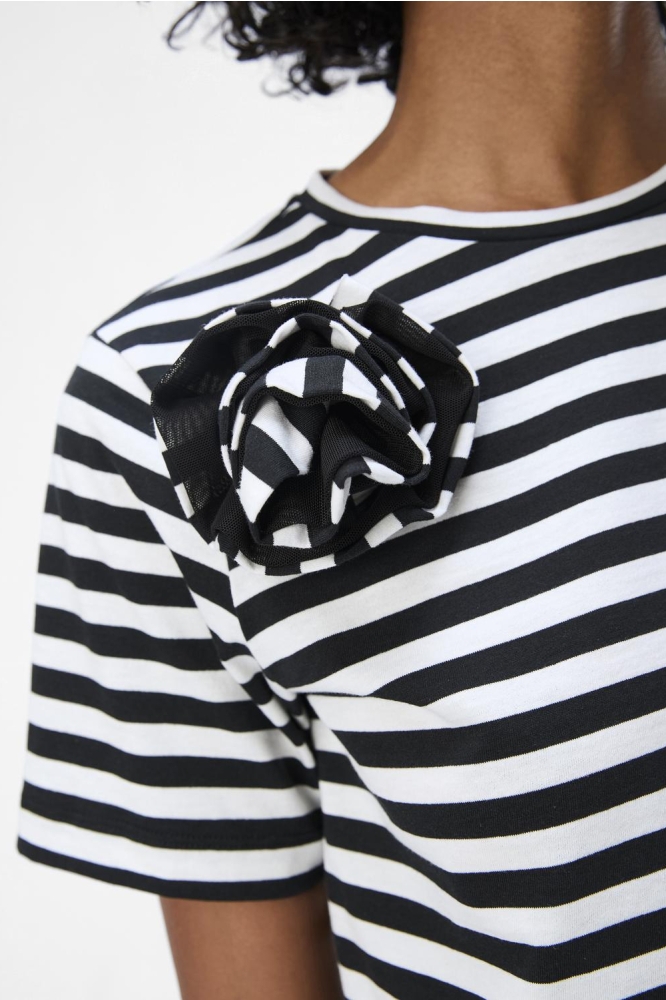 OBJBEA SS RE T-SHIRT E DIV 23046186 WHITE/BLACK STRI