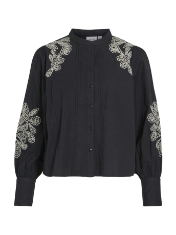 Vila Blouse VITARINE O-NECK L/S SHIRT 14100338 Black Beauty/Brich