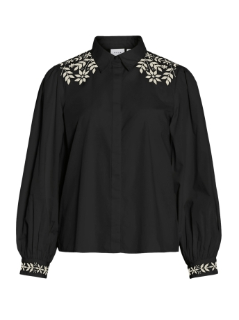 Vila Blouse VICARIA L/S EMBROIDERY SHIRT/R 14100392 BLACK BEAUTY