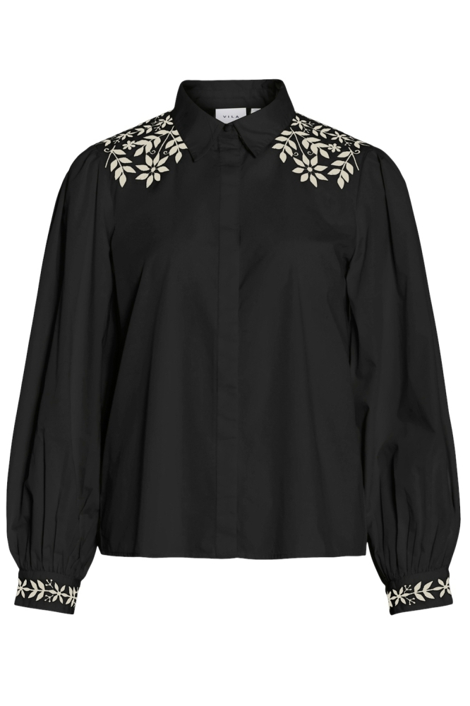 VICARIA L/S EMBROIDERY SHIRT/R 14100392 BLACK BEAUTY