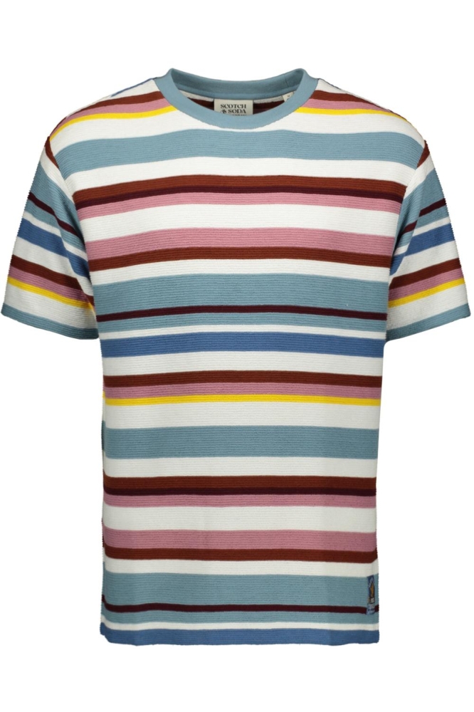 RELAXED FIT TEXT STRIPED T SHIRT 178497 260 MULTI STRIPE