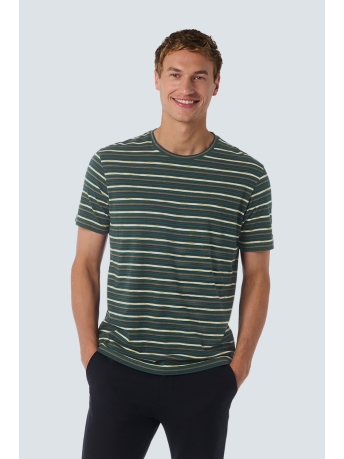 NO-EXCESS T-shirt T SHIRT WITH ROUND NECK AND MULTICOLOR STRIPES 25350731 052 DARK GREEN