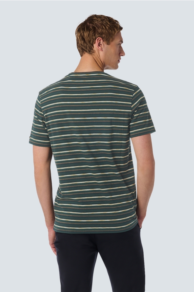 T SHIRT WITH ROUND NECK AND MULTICOLOR STRIPES 25350731 052 DARK GREEN