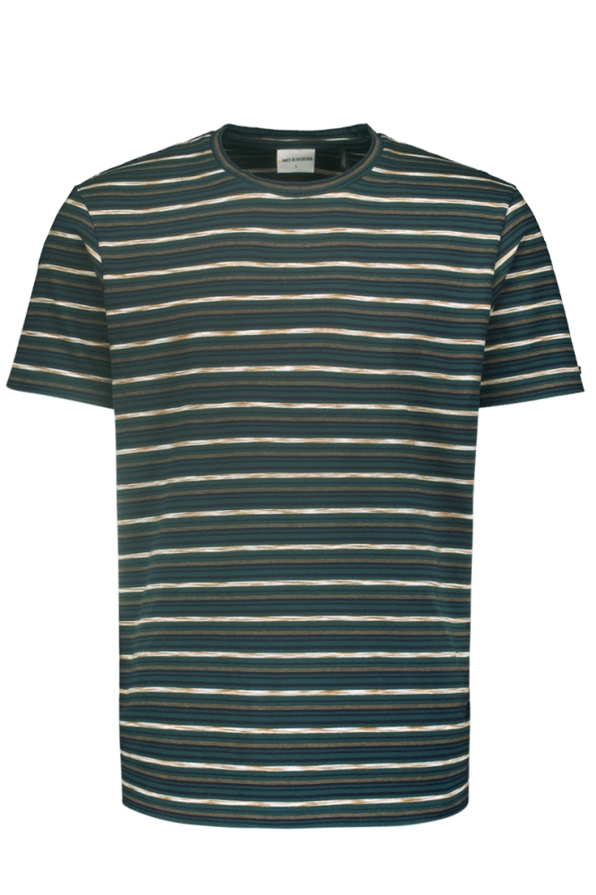 T SHIRT WITH ROUND NECK AND MULTICOLOR STRIPES 25350731 052 DARK GREEN