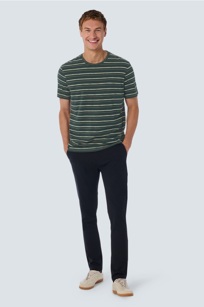 T SHIRT WITH ROUND NECK AND MULTICOLOR STRIPES 25350731 052 DARK GREEN