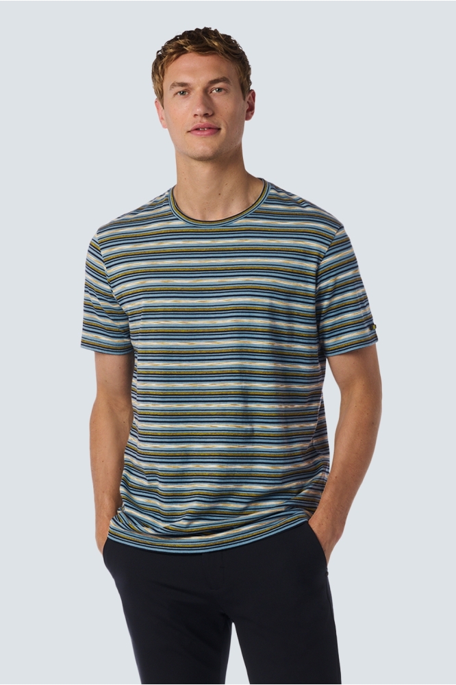 T SHIRT WITH ROUND NECK AND MULTICOLOR STRIPES 25350731 130 CLOUD