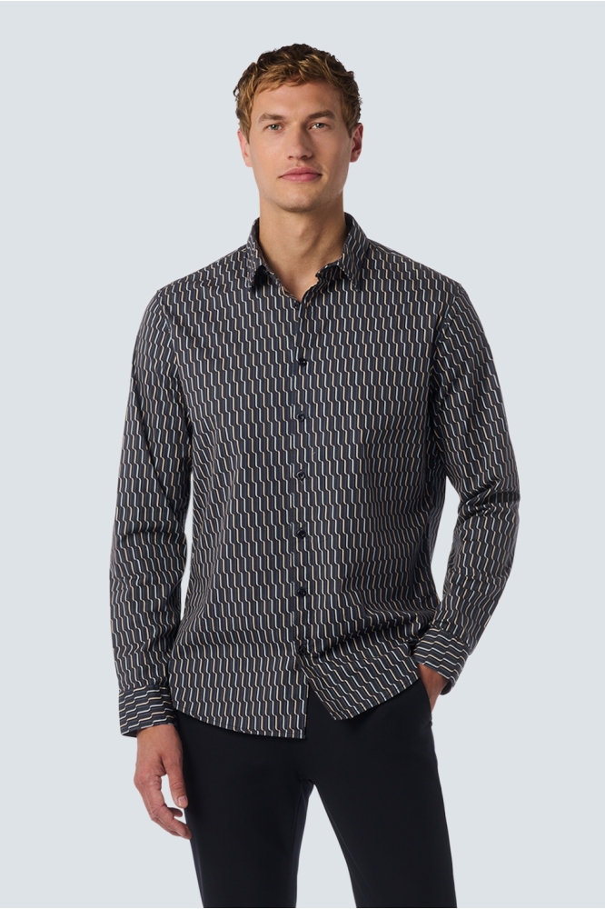 SHIRT WITH DYNAMIC ALLOVER PATTERN 25430711 020 BLACK