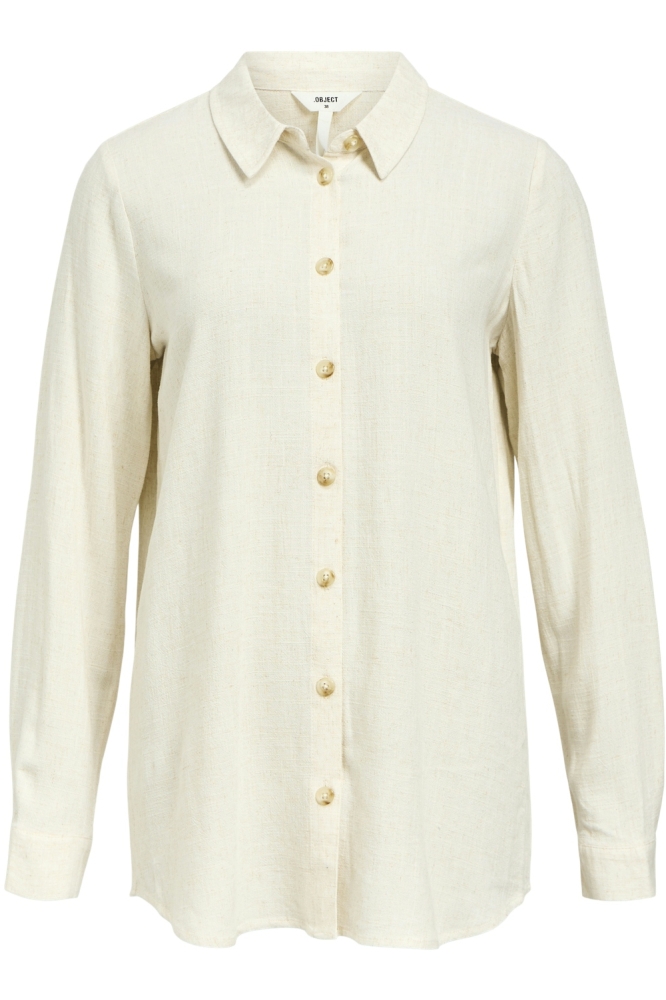 OBJSANNE L/S SHIRT NOOS 23041611 SANDSHELL