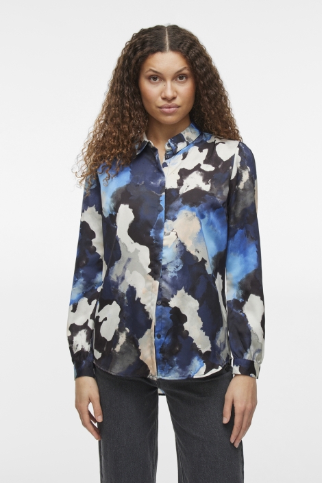 Vila viellette satin l/s shirt - noos