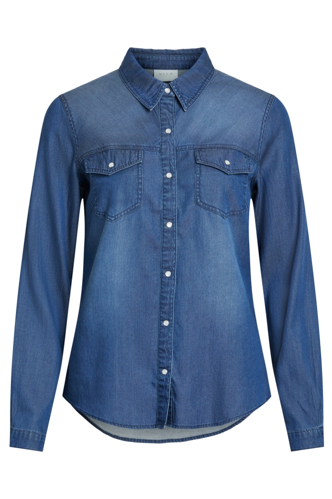 VIBISTA DENIM SHIRT NOOS 14033008 Dark blue denim