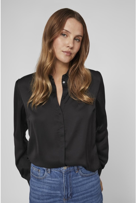 Vila viellette satin l/s shirt - noos