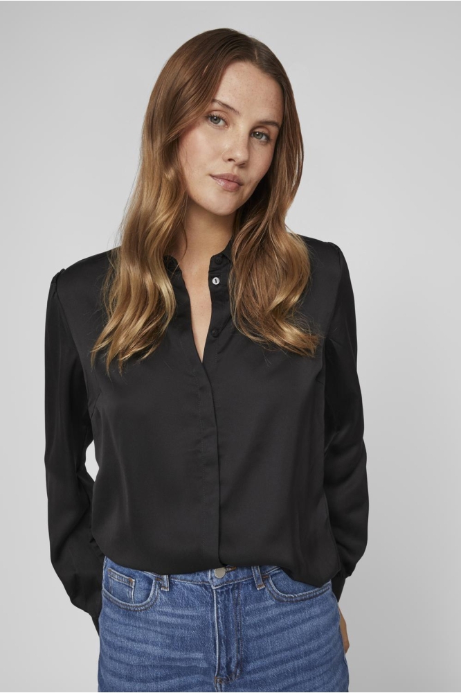 VIELLETTE SATIN L/S SHIRT NOOS 14063320 Black