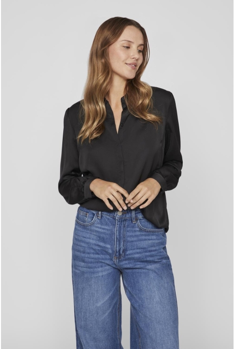 Vila viellette satin l/s shirt - noos