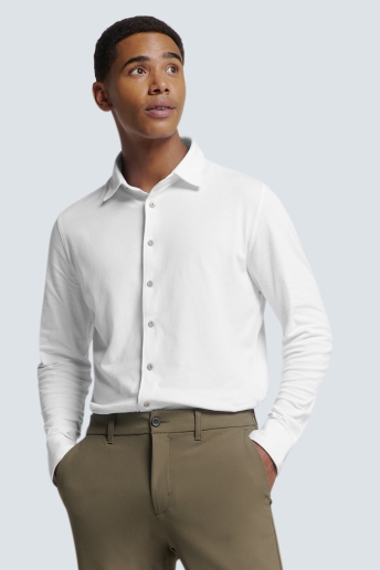 NO-EXCESS Overhemd TIJDLOOS BASIC PIQUE SHIRT N4186 010 WHITE