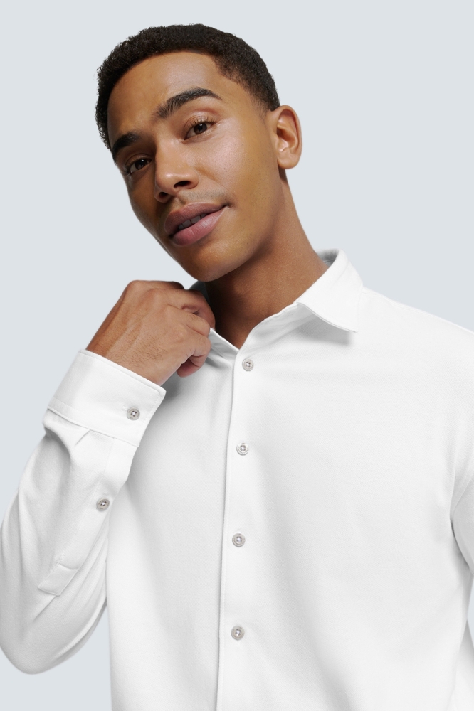 TIJDLOOS BASIC PIQUE SHIRT N4186 010 WHITE