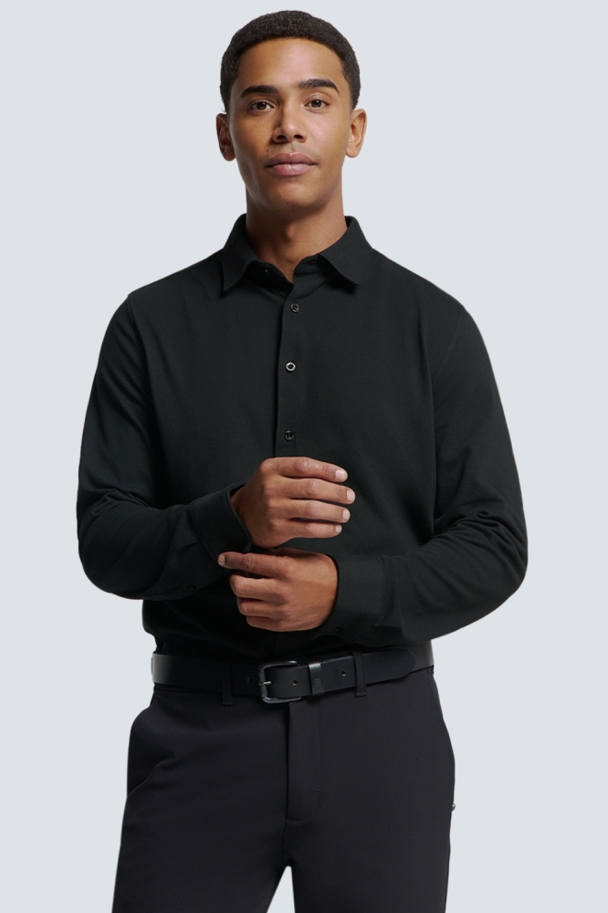 TIJDLOZE BASIC PIQUE SHIRT N4186 020 BLACK