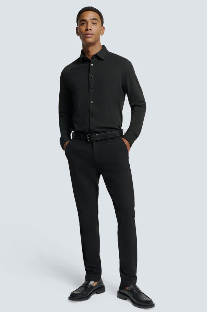 TIJDLOZE BASIC PIQUE SHIRT N4186 020 BLACK