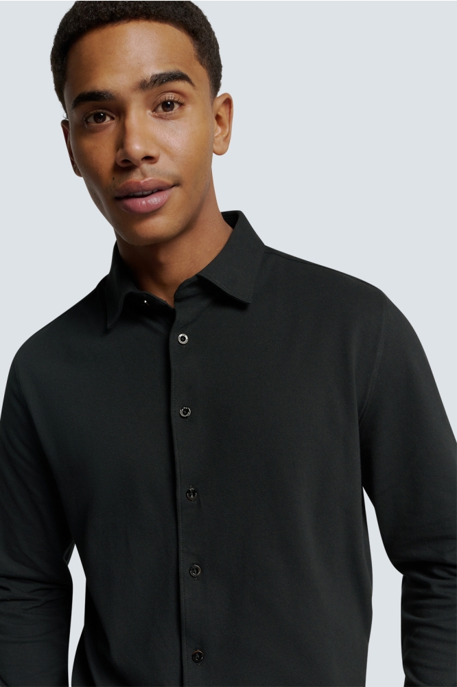 TIJDLOZE BASIC PIQUE SHIRT N4186 020 BLACK