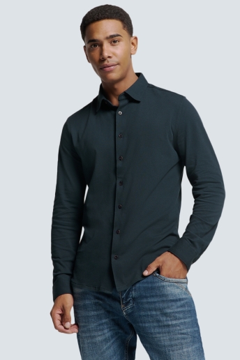 NO-EXCESS Overhemd TIJDLOOS BASIC PIQUE SHIRT N4186 078 NIGHT