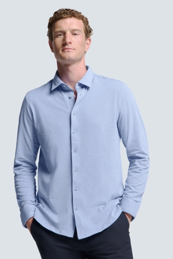 NO-EXCESS Overhemd TIJDLOZE BASIC PIQUE SHIRT N4186 166 OFFICE BLUE