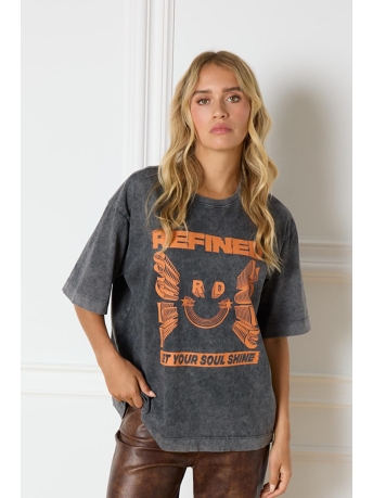 Refined Department T-shirt BRUNA KNITTED T SHIRT R2408710521 999 BLACK