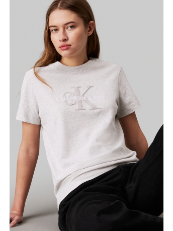 Calvin Klein T-shirt CHENILLE MONOLOGO J20J224244 IVORY GREY HEATHER