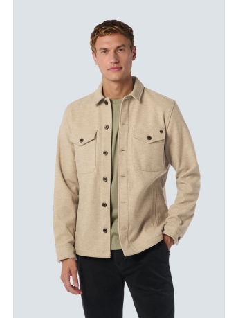 NO-EXCESS Overhemd MELANGE OVERSHIRT WITH BUTTON CLOSURE 25510903 043 KHAKI