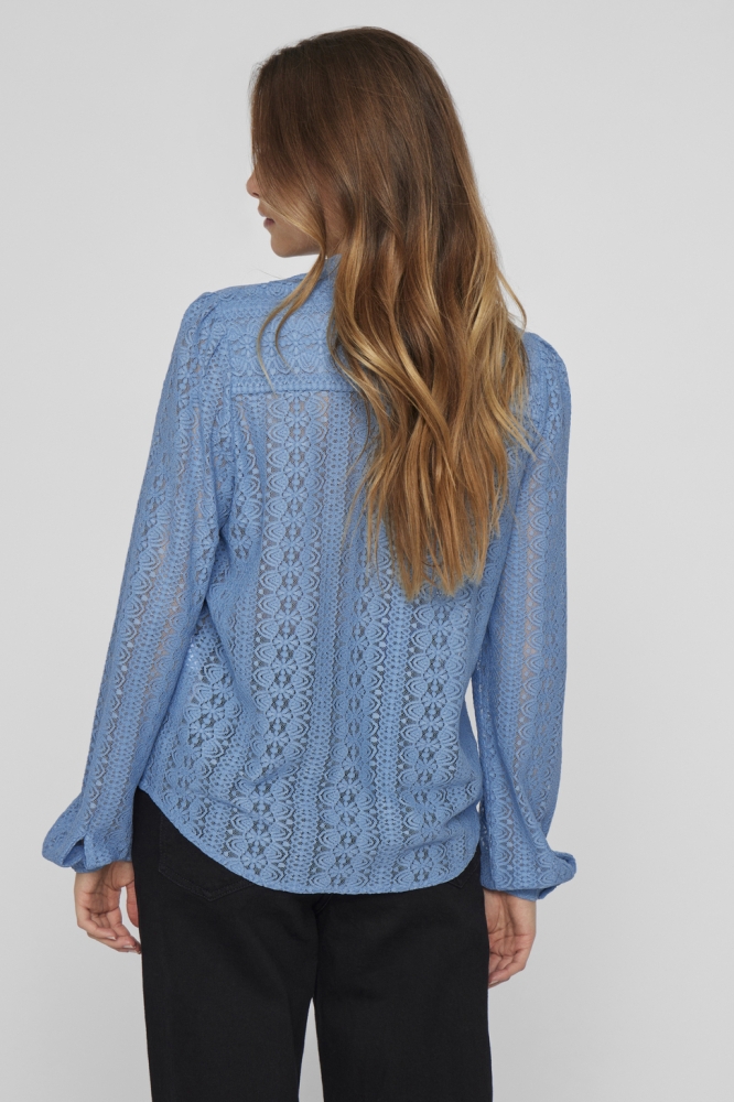 VICHIKKA LACE L/S SHIRT- NOOS 14082977 BLISSFUL BLUE