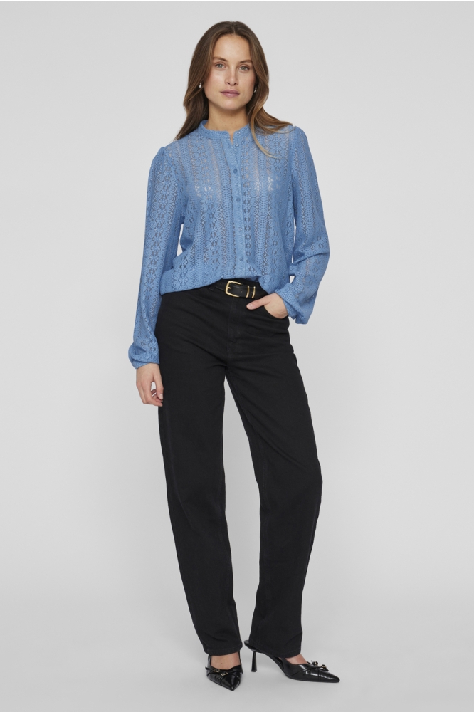 VICHIKKA LACE L/S SHIRT- NOOS 14082977 BLISSFUL BLUE