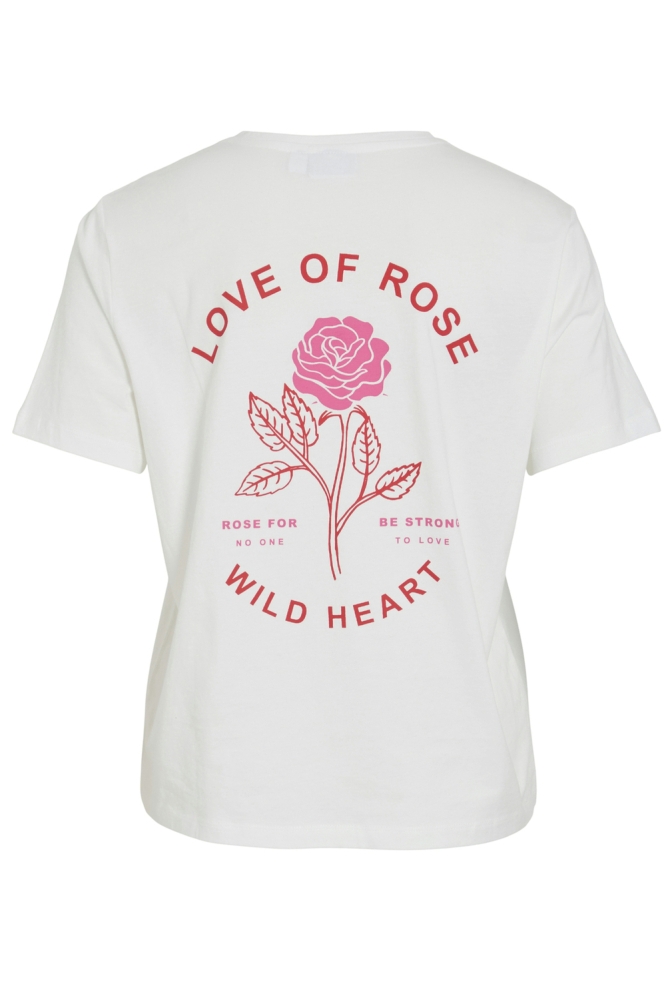 VIHIVA S/S T-SHIRT 14102693 SNOW WHITE/LOVE OF ROSE