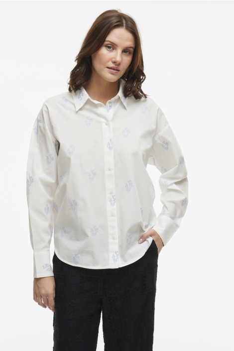 Vila viholma embrodiery l/s loose shirt