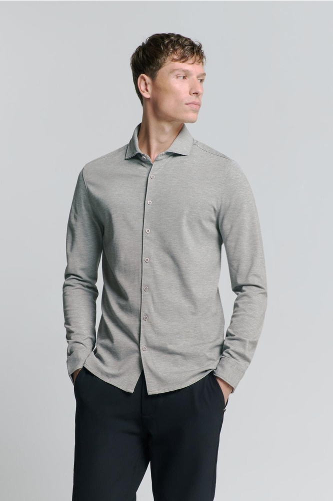 JERSEY STRETCH MELANGE SHIRT 26411180 102 GREY MELANGE