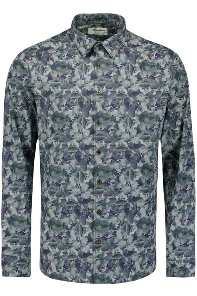 PRINTED STRETCH SHIRT 26431112 098 BLUEBERRY