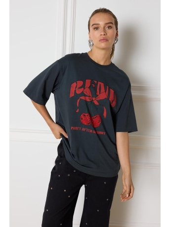 Refined Department T-shirt KNITTED OVERSIZED T SHIRT R2411710586 MAGGY 999 BLACK