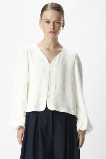 Object Blouse OBJPHILLIE L/S LO SHIRT E AW FAIR 2 23046564 WHITE