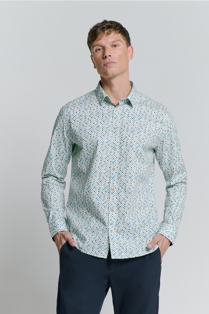 PRINTED STRETCH SHIRT 27430108 SEABLUE