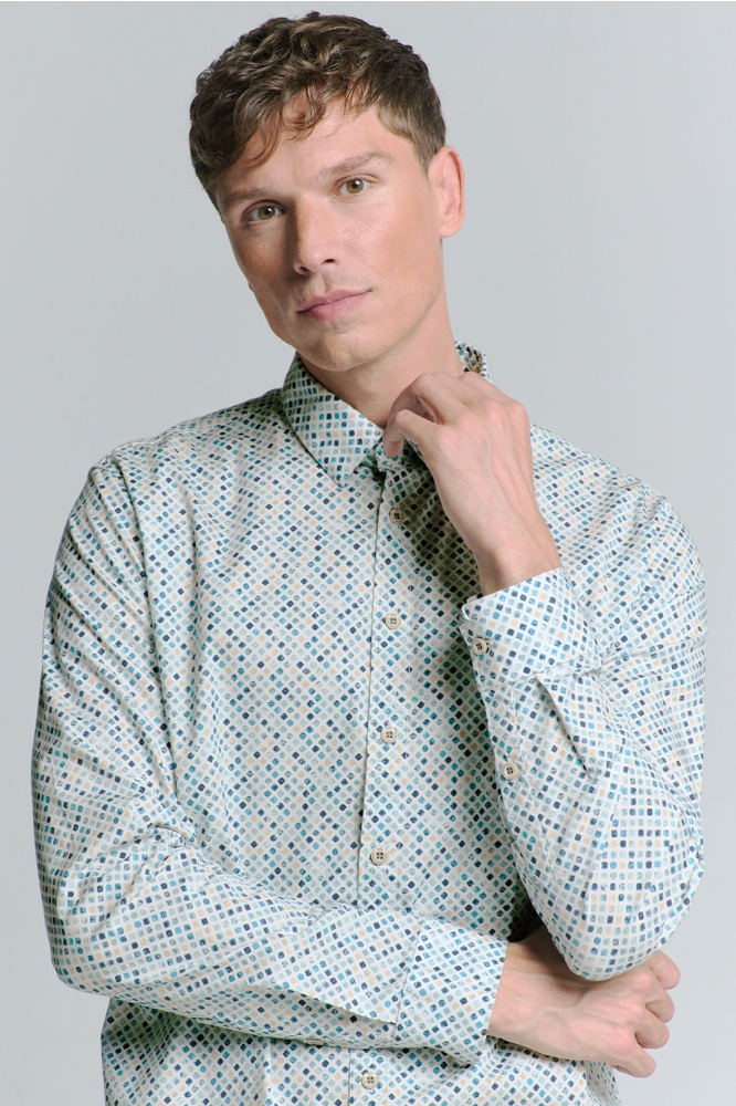 PRINTED STRETCH SHIRT 27430108 SEABLUE