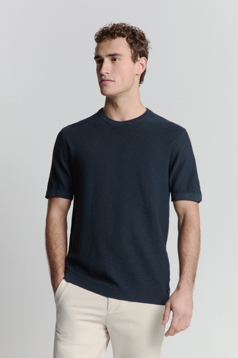 NO-EXCESS pullover short sleeve crewneck soli