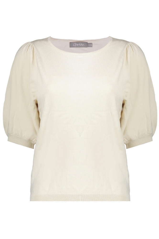 TOP MET GEPLOOIDE MOUWEN 54006 10 LIGHT SAND