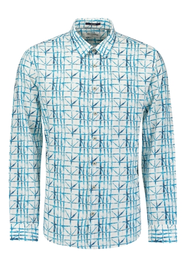 NO-EXCESS Overhemd SHIRT ALLOVER GEDRUKT MET LINNEN 27430206 039 Seablue