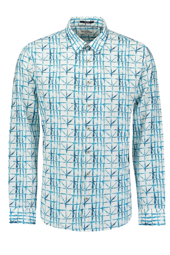 SHIRT ALLOVER GEDRUKT MET LINNEN 27430206 039 Seablue