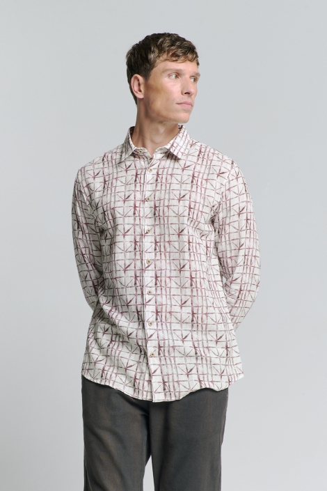 NO-EXCESS shirt allover printed with linen