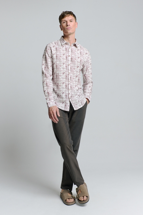 NO-EXCESS shirt allover printed with linen