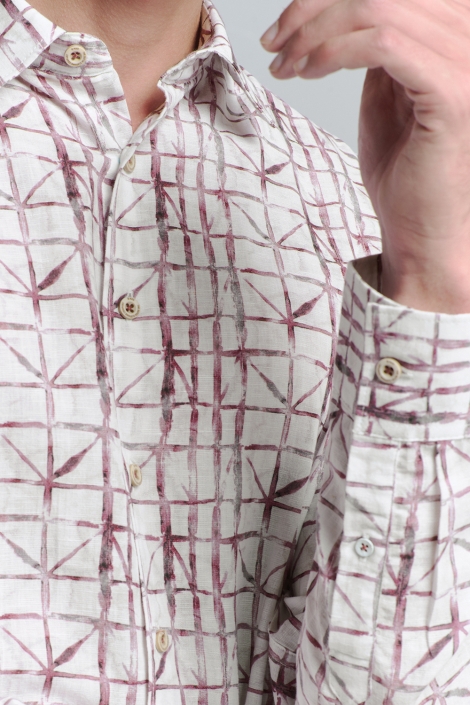 NO-EXCESS shirt allover printed with linen