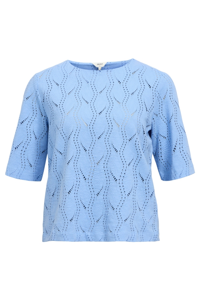 OBJAVA 2/4 LO O-NECK TOP NOOS 23045695 Cornflower blue