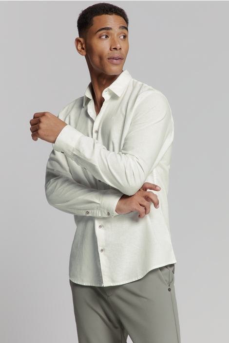 NO-EXCESS shirt solid with linen